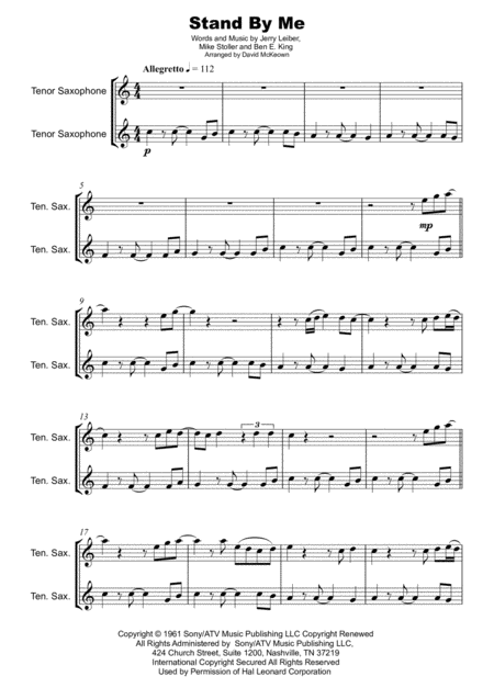 Stand By Me Duet For Two Tenor Saxophones Page 2