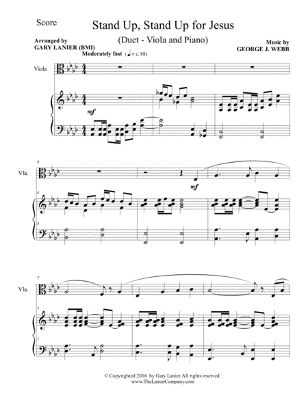 Stand Up Stand Up For Jesus Duet Viola Piano With Score Part Page 2