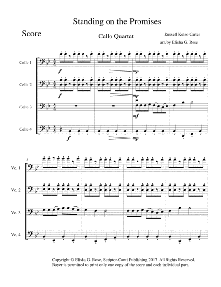 Standing On The Promises Cello Quartet Page 2