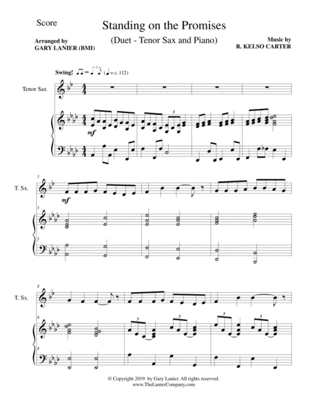 Standing On The Promises Tenor Sax Piano And Tenor Sax Part Page 2