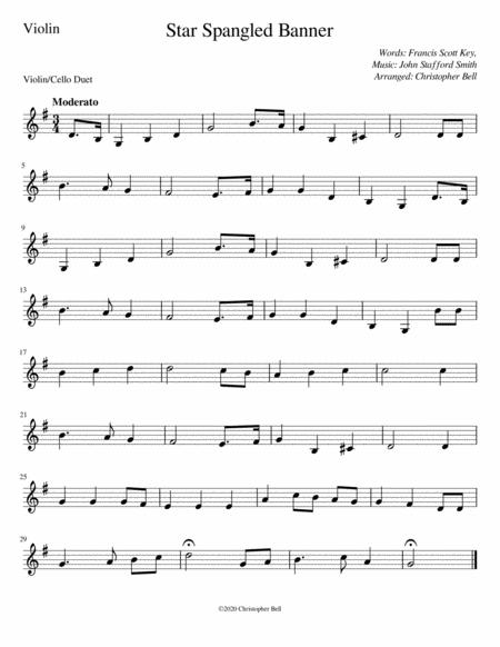 Star Spangled Banner Easy Violin Cello Duet Page 2