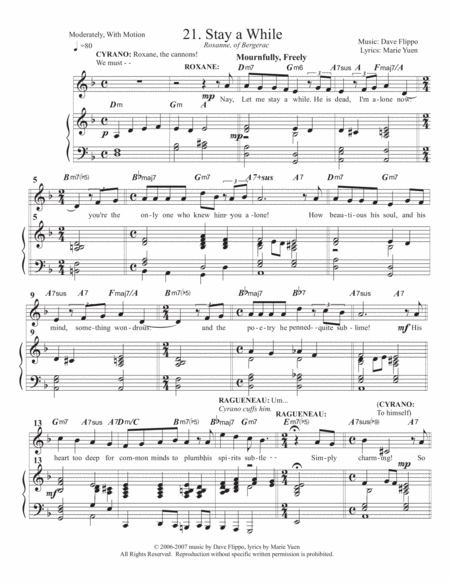 Stay A While From Roxane Of Bergerac A Full Length Musical Page 2