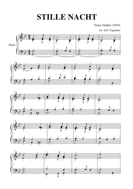 Stille Nacht Franz Gruber 1818 Arr For Organ Page 2