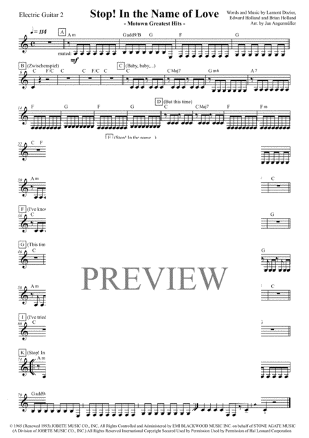 Stop In The Name Of Love E Guitars 1 And 2 Transcription Of The Original Supremes Motown Recording Page 2