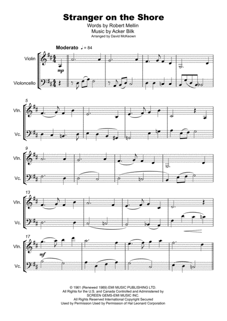 Stranger On The Shore Duet For Violin And Cello Page 2