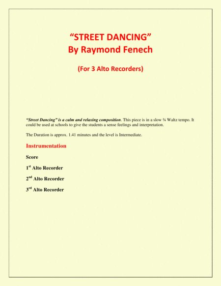 Street Dancing For 3 Alto Recorders Early Intermediate Intermediate Level Page 2