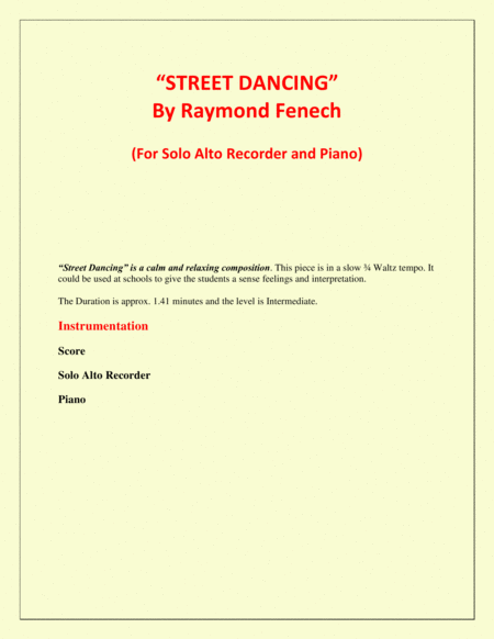 Street Dancing For Solo Alto Recorder And Piano Early Intermediate Intermediate Level Page 2