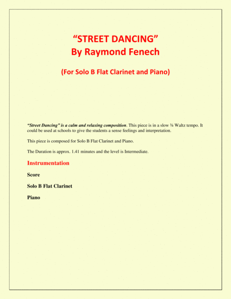 Street Dancing For Solo B Flat Clarinet And Piano Early Intermediate Intermediate Level Page 2
