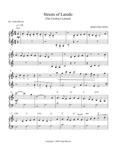 Streets Of Laredo Arranged For Easy Harp Lap Harp Friendly From My Book Easy Favorites Vol 2 Folk Songs Page 2