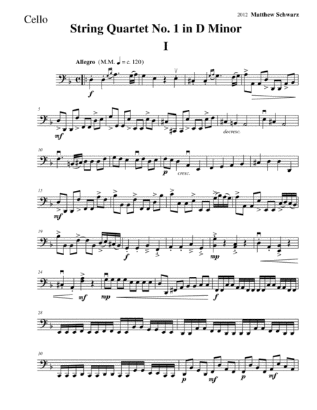 String Quartet 1 In D Minor Cello Page 2
