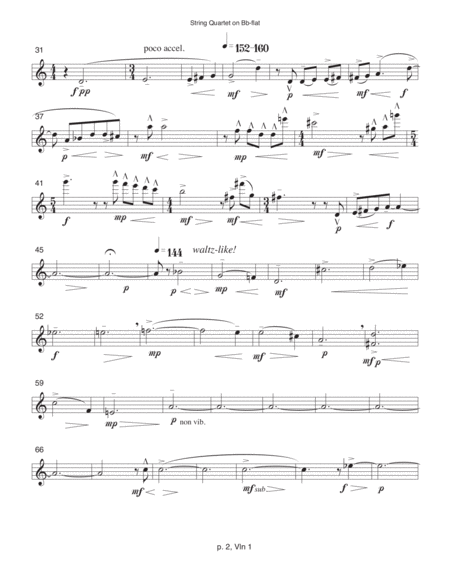 String Quartet On B Flat 1989 90 Rev 1993 Violin 1 Part Page 2