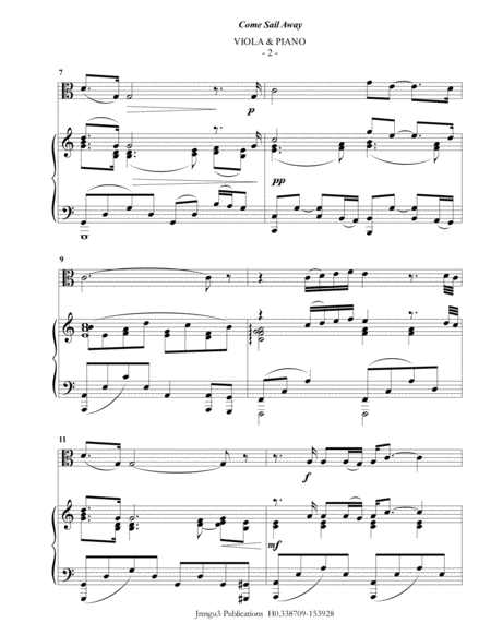 Styx Come Sail Away For Viola Piano Page 2