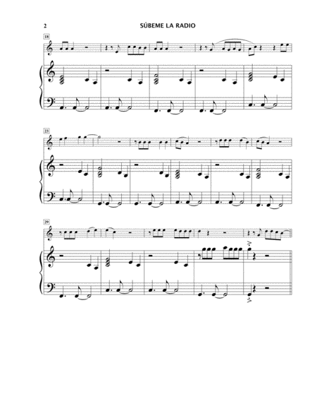 Subeme La Radio Flute And Piano Accompaniment Play Me In The Original Key Page 2