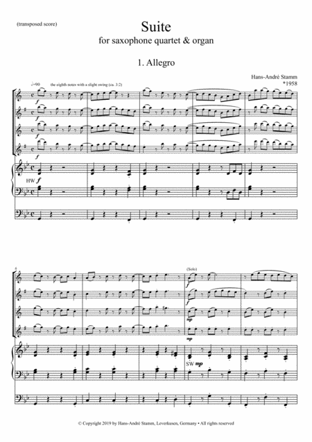 Suite For Saxophone Quartet Organ Page 2