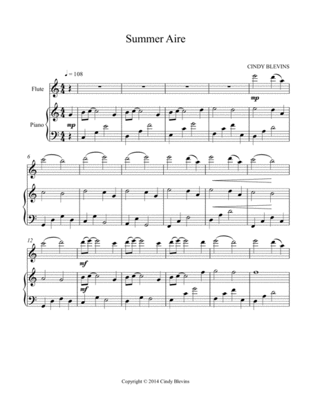 Summer Aire For Piano And Flute Page 2