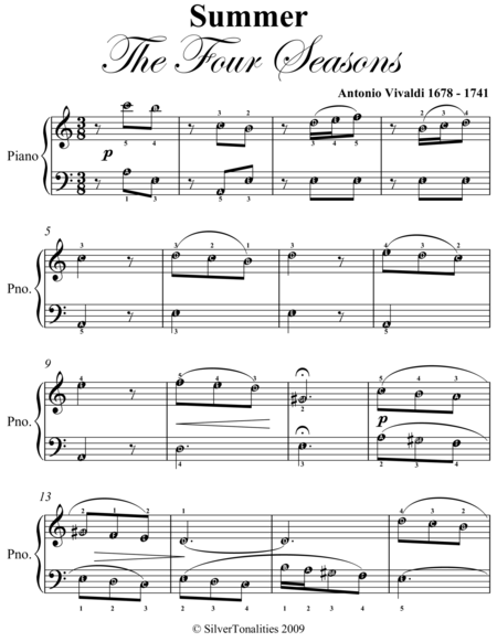 Summer Four Seasons First Movement Easy Piano Sheet Music Page 2