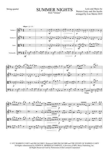 Summer Nights From Grease For String Quartet Page 2