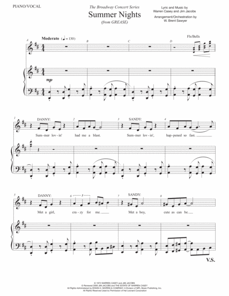 Summer Nights Piano Vocal Score Page 2