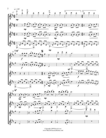 Summer Rain Guitar Quartet Score And Parts Page 2