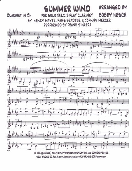 Summer Wind For Solo Jazz B Flat Clarinet Page 2