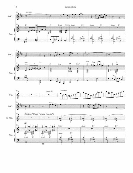 Summertime For Bb Clarinet Solo Page 2