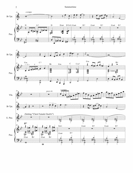Summertime For Bb Trumpet Solo Page 2