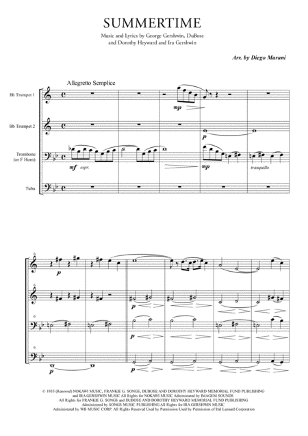 Summertime For Brass Quartet Page 2