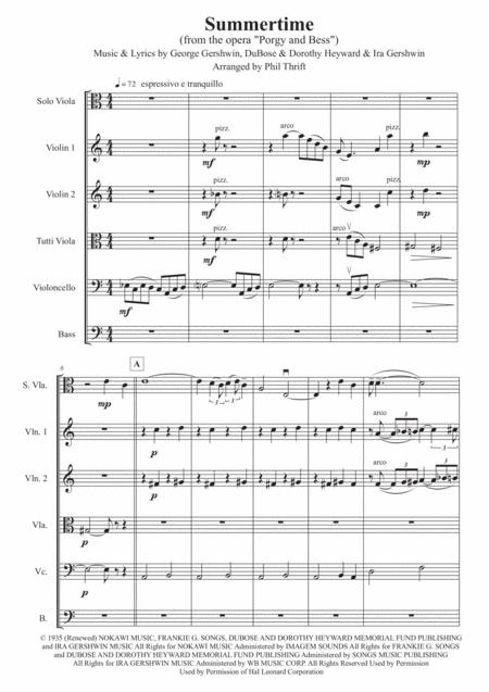 Summertime For Solo Viola String Quintet Page 2