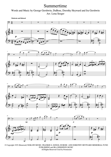 Summertime For Trombone And Piano Page 2