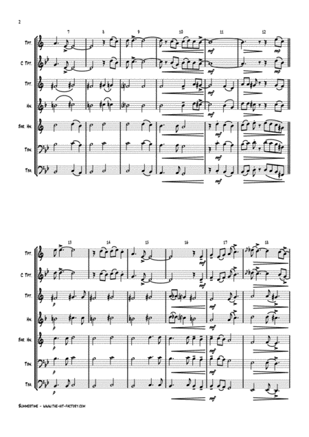 Summertime G Gershwin Ballad Brass Trio Page 2