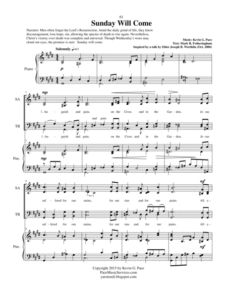 Sunday Will Come Satb Choir With Piano Accompaniment Page 2