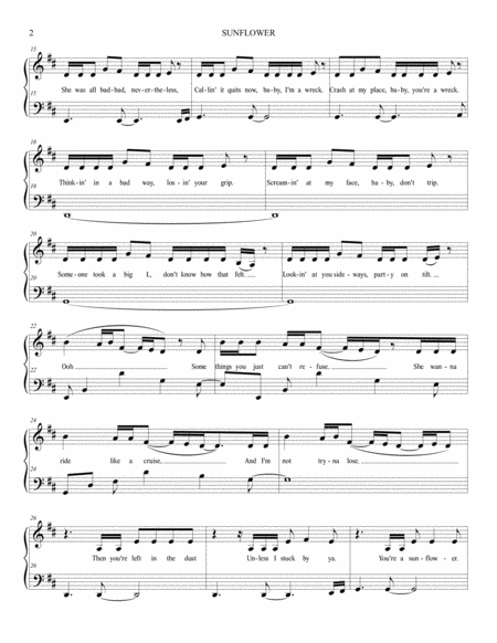 Sunflower Piano Vocal Page 2