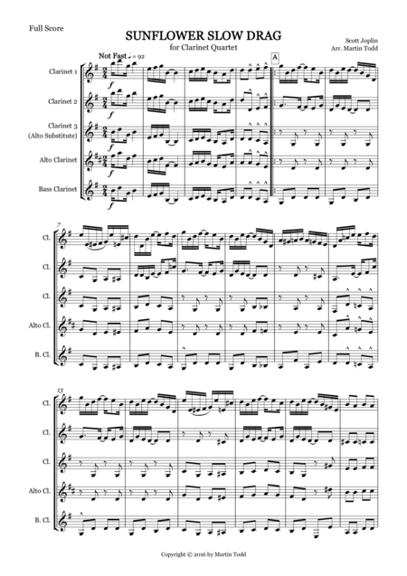 Sunflower Slow Drag For Clarinet Quartet Page 2