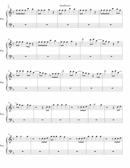 Sunflower Spider Man Into The Spider Verse Piano Page 2