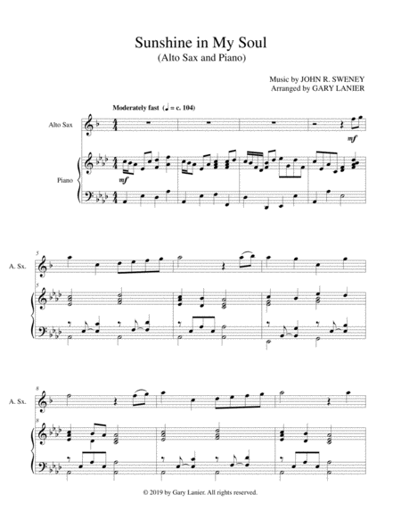 Sunshine In My Soul Alto Sax And Piano With Alto Sax Part Page 2