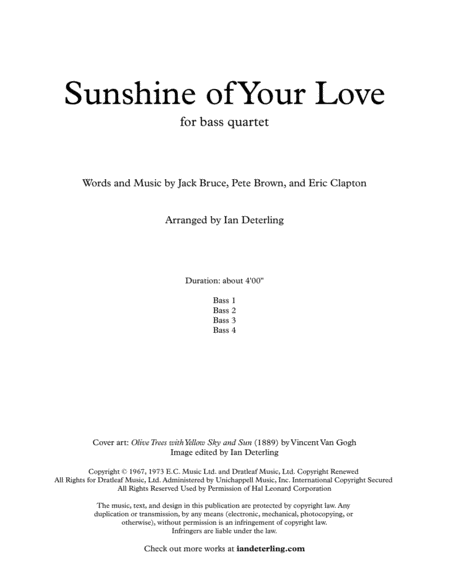 Sunshine Of Your Love For Bass Quartet Page 2