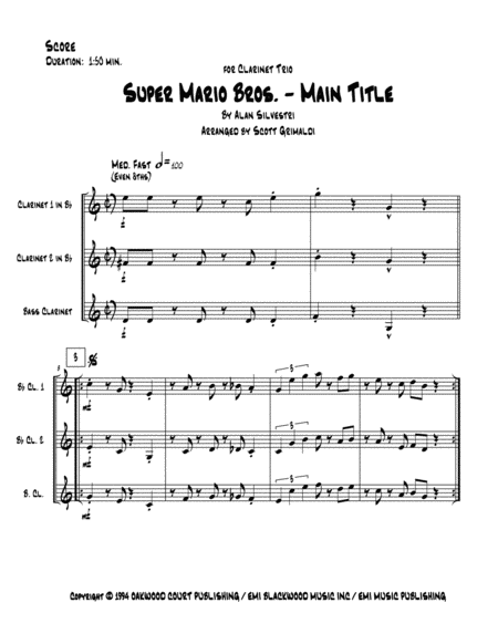 Super Mario Bros Main Title For Clarinet Trio Page 2