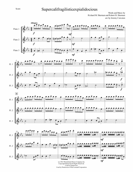 Supercalifragilisticexpialidocious From Walt Disneys Mary Poppins For Flute Trio Page 2