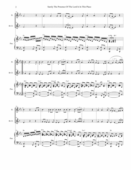 Surely The Presence Of The Lord Is In This Place Duet For Flute Bb Clarinet Page 2