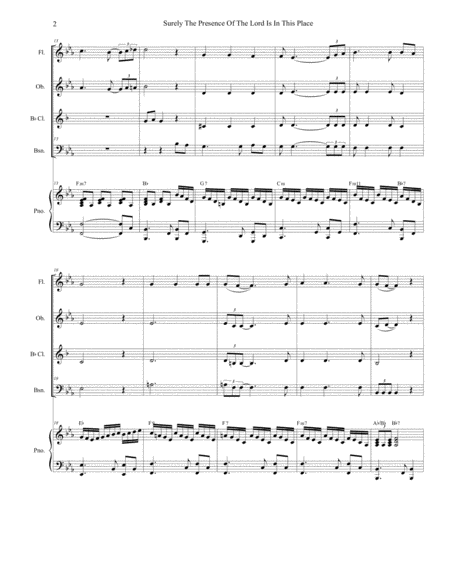 Surely The Presence Of The Lord Is In This Place For Woodwind Quartet And Piano Page 2