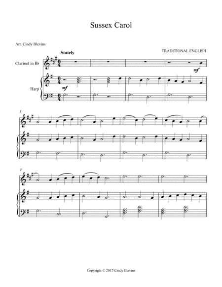 Sussex Carol Arranged For Harp And Bb Clarinet Page 2