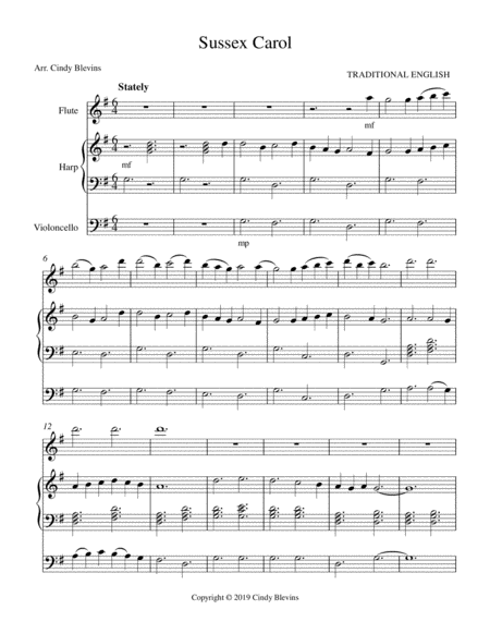 Sussex Carol For Harp Flute And Cello Page 2