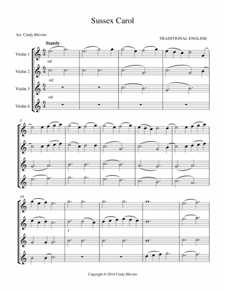 Sussex Carol For Violin Quartet Page 2