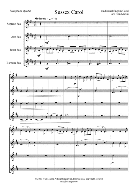 Sussex Carol Saxophone Quartet Page 2