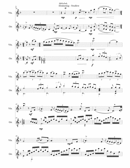 Swallow Dzidzernag Arranged For Violin And Guitar Page 2