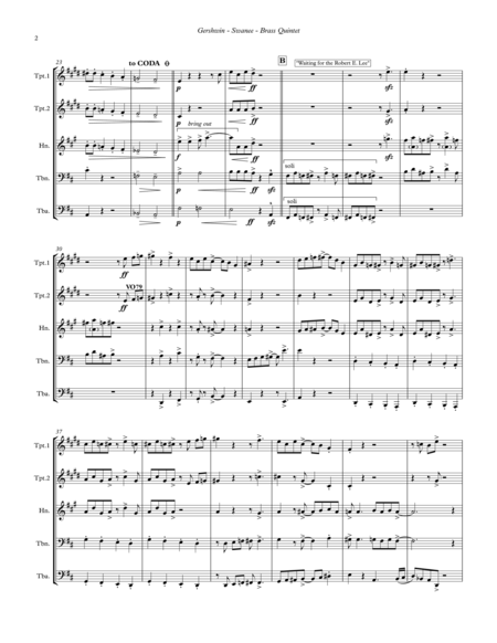 Swanee For Brass Quintet Page 2