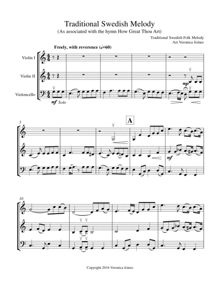 Swedish Folk Melody For String Trio Violin 1 Violin 2 Cello Page 2