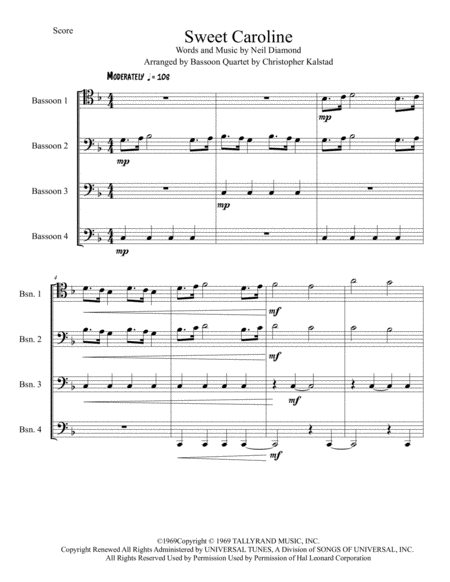 Sweet Caroline Bassoon Quartet Page 2