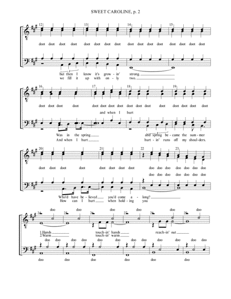 Sweet Caroline By Neil Diamond Barbershop Men Ttbb Chorus Quartet Page 2