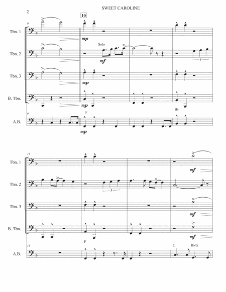 Sweet Caroline Trombone Quartet F Gb Page 2